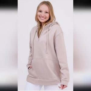 New W Tag POND LOS ANGELES Quarter Zip Travel Essential Hoodie - Rose soft Sz L